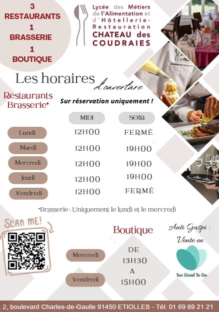 horaires boutique resto 2025